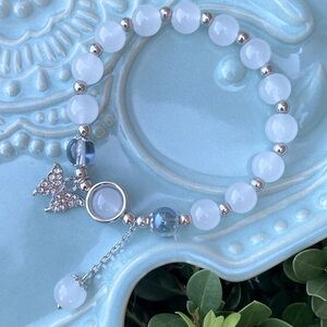 Butterfly Charm Stretch Bead Bracelet